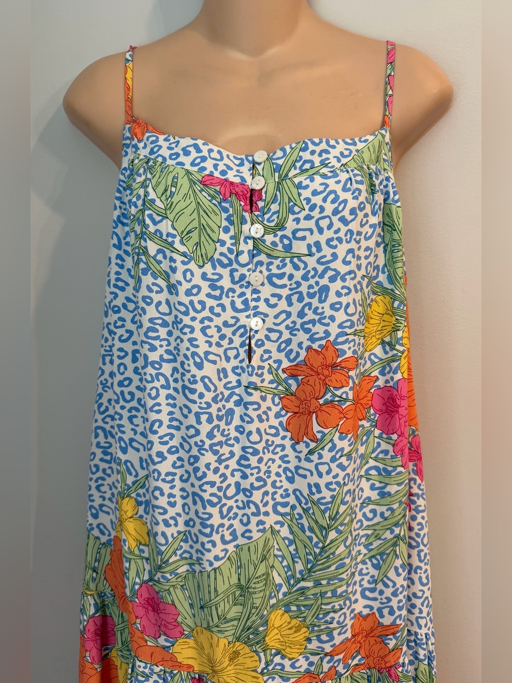 THML Elizabeth Floral and Animal Print Tiered Midi Flowy Dress size XL NWT - Picture 3 of 8